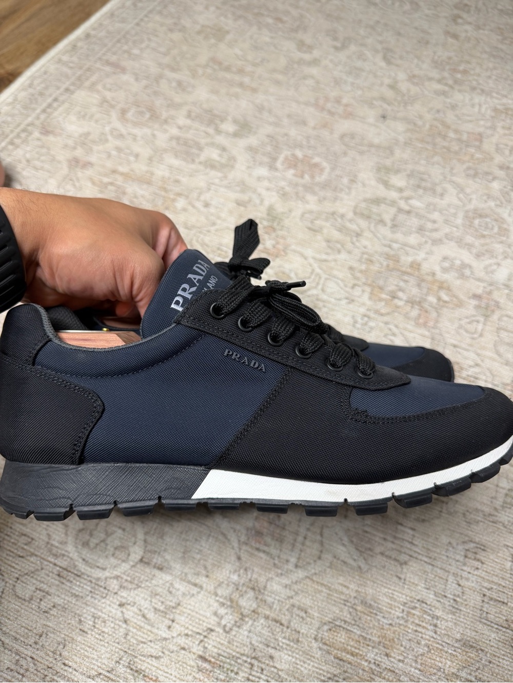 Prada Black Nylon and Mesh Low-Top Sneakers